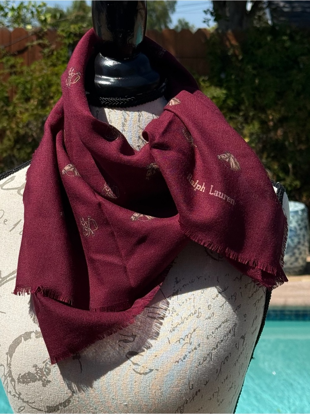 Ralph Lauren vintage burgundy equestrian scarf